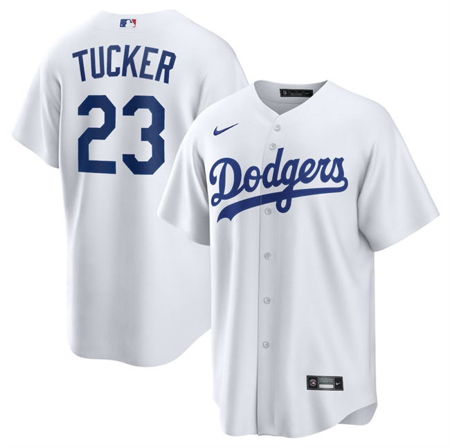 Men's White Los Angeles Dodgers #23 Kyle Tucker Cool Base Stitched Baseball Jersey